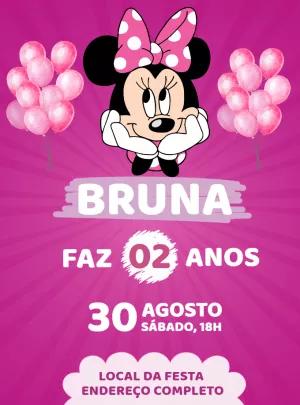 Convite de Aniversário Minnie Mouse Rosa para Editar Online