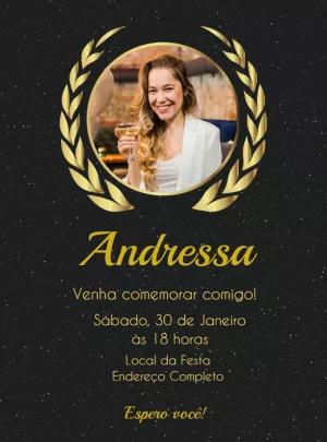Convite de Aniversário Glitter com Foto para Editar Online
