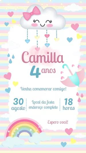 Convite de Aniversário Chuva de Amor para Editar Online