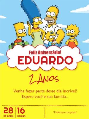 Convite de Aniversário Os Simpsons para Editar Online