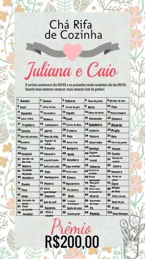 Rifa Chá de Cozinha Floral para Editar e Imprimir