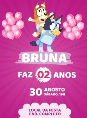 Convite de Aniversário Bluey e Bingo para Editar Online