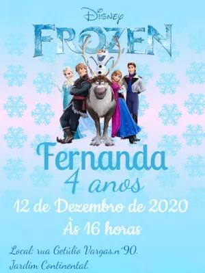 Convite de Aniversário Frozen com Personagens para Editar Online