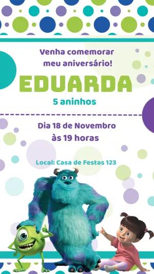 Convite de Aniversário Monstros S.A. para Editar Online