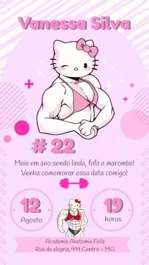 Convite de Aniversário Hello Kitty Maromba para Editar Online