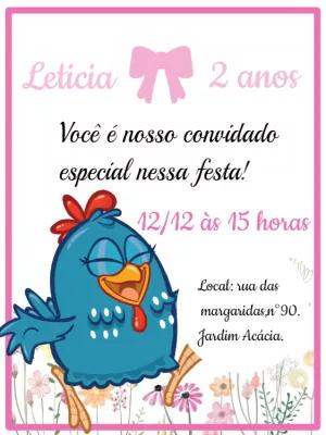 Convite Aniversário Galinha Pintadinha Rosa para Editar Online