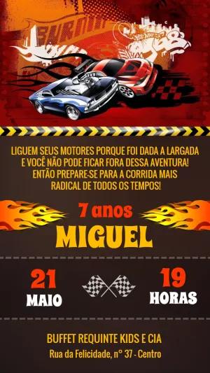 Convite de Aniversário Hot Wheels Radical para Editar Online