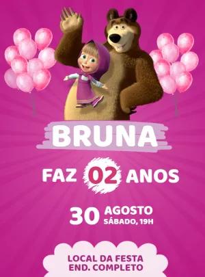 Convite de Aniversário Marsha e o Urso para Editar Online