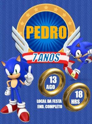 Convite de Aniversário Sonic Editável Online para Imprimir