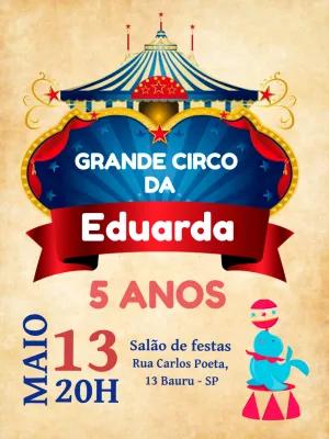 Convite Aniversário Tema Circo para Editar e Imprimir