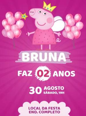 Convite Aniversário Peppa Pig Fada para Editar Online