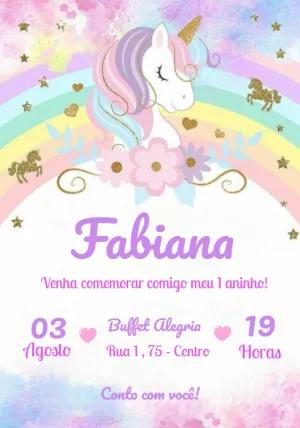 Convite de Aniversário Unicórnio Mágico para Editar Online