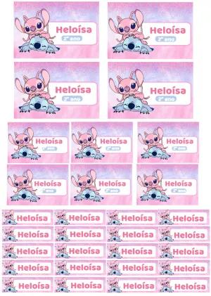 Etiquetas Escolares Stitch e Angel para Editar e Imprimir