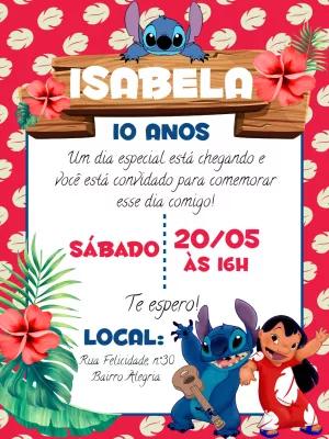 Convite de Aniversário Lilo e Stitch para Editar Online