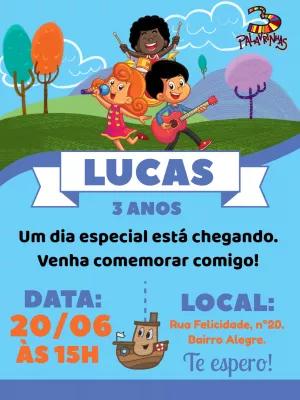 Convite de Aniversário 3 Palavrinhas para Editar Online