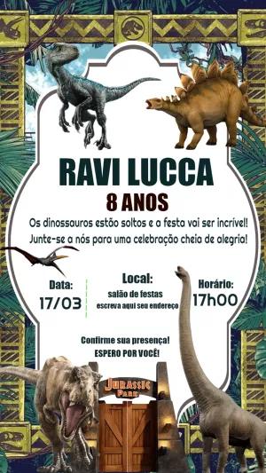 Convite Aniversário Dinossauro Jurassic Park para Editar Online