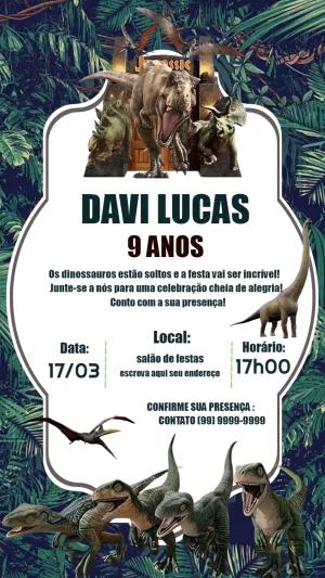 Convite Aniversário Dinossauro Estilo Jurassic para Editar