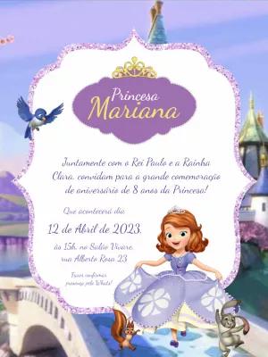 Convite de Aniversário Princesinha Sofia para Editar Online