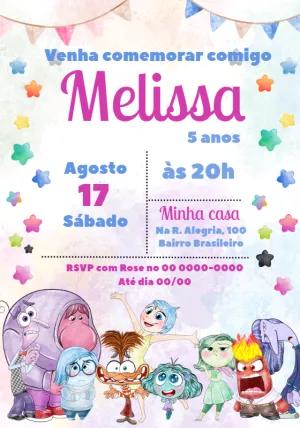 Convite Aniversário Divertida Mente 2 para Editar Online