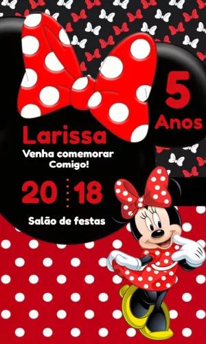 Convite Aniversário Minnie Vermelha para Editar Online