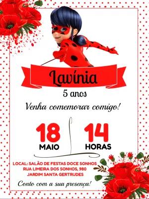Convite de Aniversário Ladybug Miraculous para Editar Online