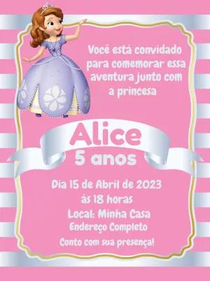 Convite de Aniversário Princesa Sofia para Editar Online