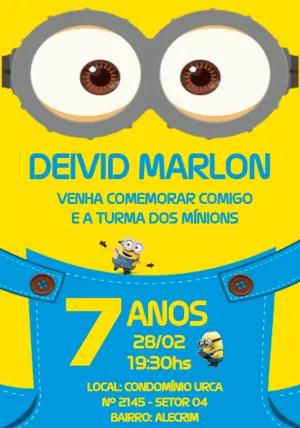 Convite de Aniversário Minions para Editar Online