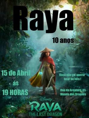 Convite Aniversário Raya e o Último Dragão para Editar Online