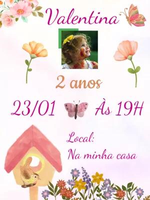 Convite Aniversário Jardim com Foto para Editar Online