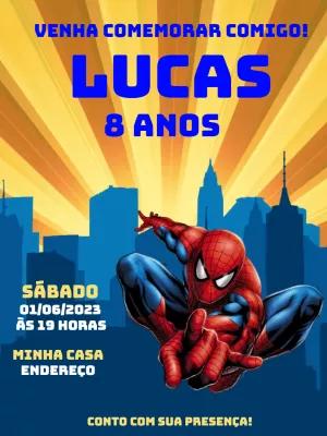 Convite de Aniversário Homem Aranha para Editar Online