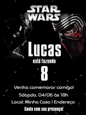Convite de Aniversário Star Wars com Personagens para Editar
