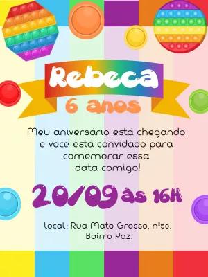 Convite Aniversário Fidget Toys Pop It para Editar Online