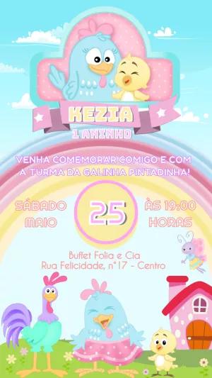 Convite Aniversário Galinha Pintadinha Candy para Editar