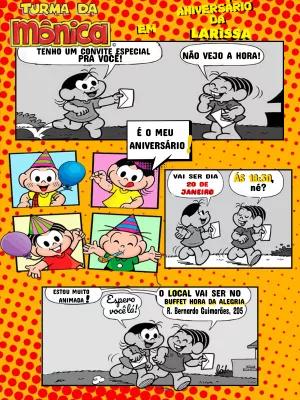 Convite de Aniversário Turma da Mônica Quadrinhos para Editar