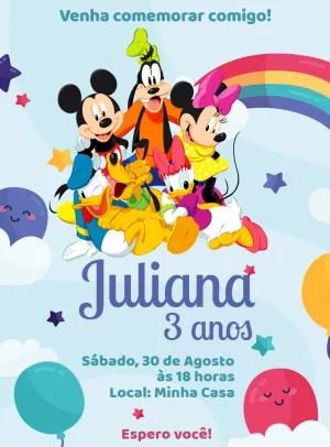 Convite de Aniversário Turma do Mickey para Editar Online