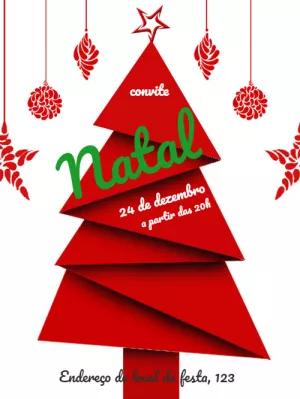 Convite de Natal com Árvore Vermelha para Editar Online
