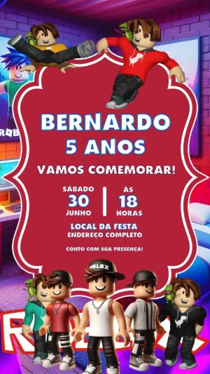 Convite Animado de Aniversário Roblox com Avatares para Editar
