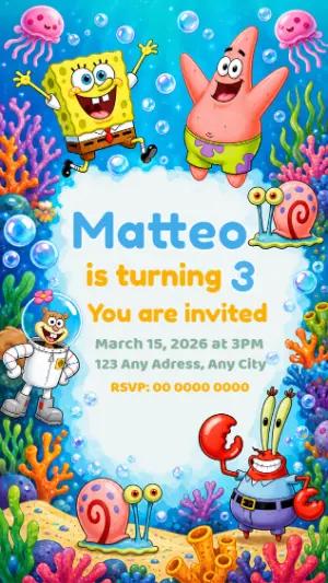 SpongeBob Birthday Invitation | Editable Digital Template