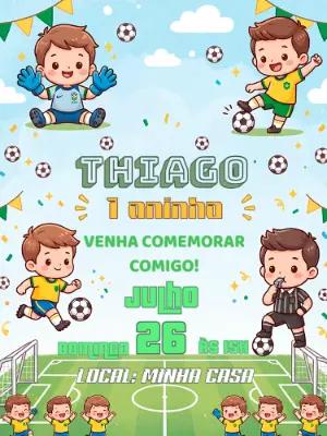 Convite Aniversário Futebol Infantil Modelo Editável