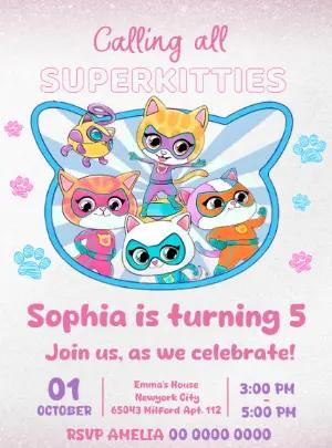 SuperKitties Birthday Invitation | Editable Digital Template