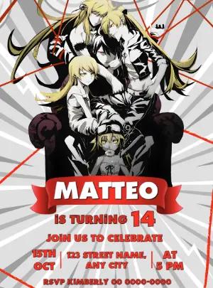 Monogatari Anime Birthday Invitation - Editable Digital Template