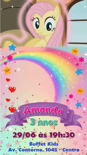 Convite Animado Aniversário My Little Pony para Editar Online
