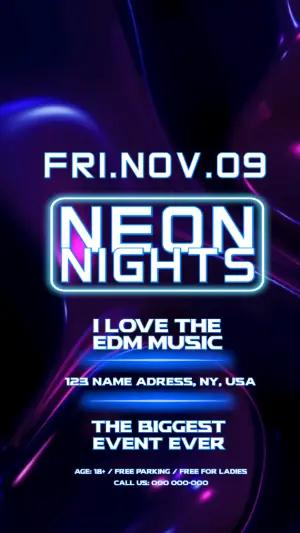 Animated Neon Party Invitation | Editable Video Template