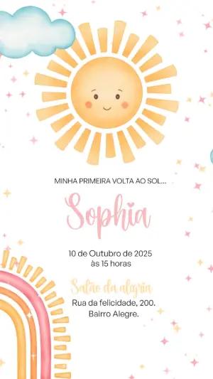 Convite Animado Aniversário Primeira Volta ao Sol para Editar