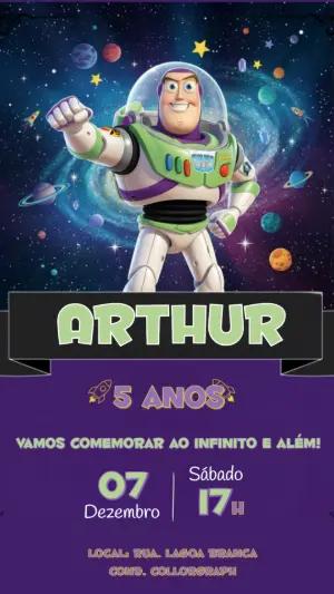 Convite de Aniversário Buzz Lightyear Espacial para Editar