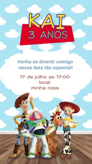 Convite Aniversário Toy Story com Personagens para Editar