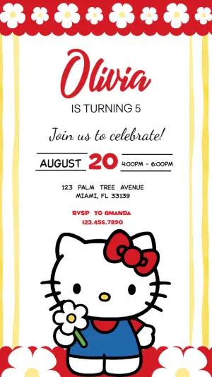 Hello Kitty Birthday Invitation | Editable Digital Template