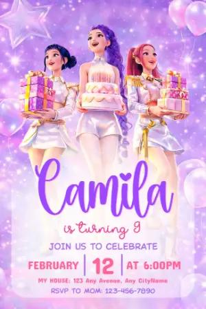 K-Pop Demon Hunters Birthday Invitation | Editable Template