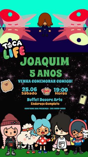 Convite Animado Toca Life: Vídeo de Aniversário para Editar