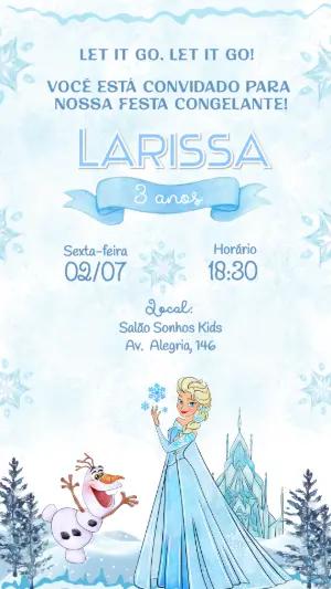 Convite de Aniversário Infantil Frozen Azul Editável